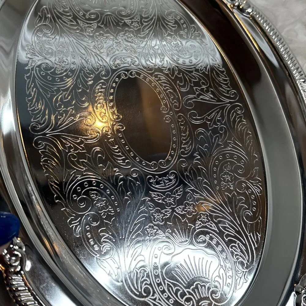 Elegant Silver plated Serving Tray By Old Hampshire Approx 10